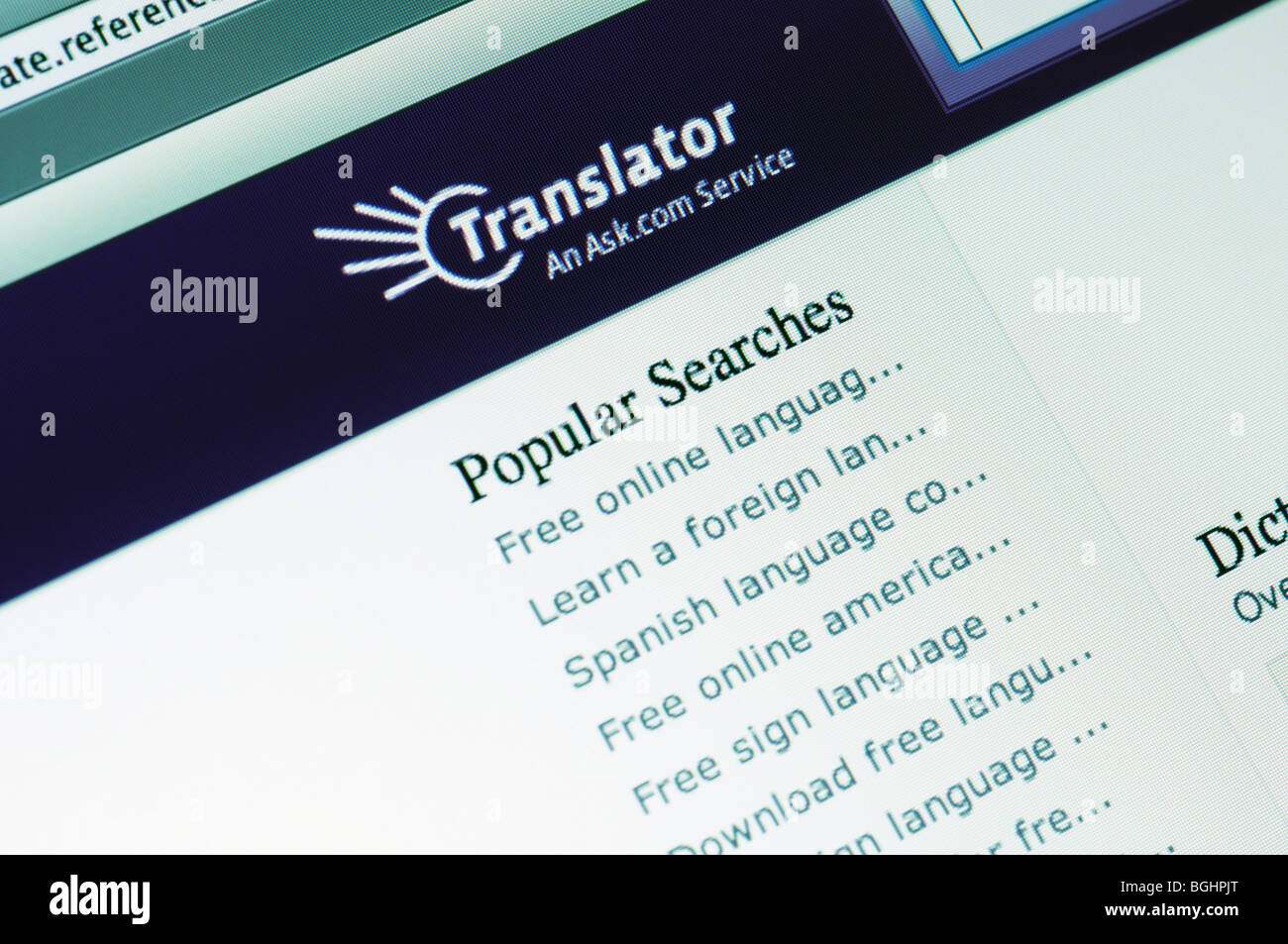 Translator website Stock Photo