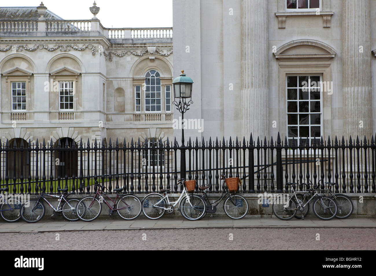 Bicycles Parked up at Cambridge University Stock Photo