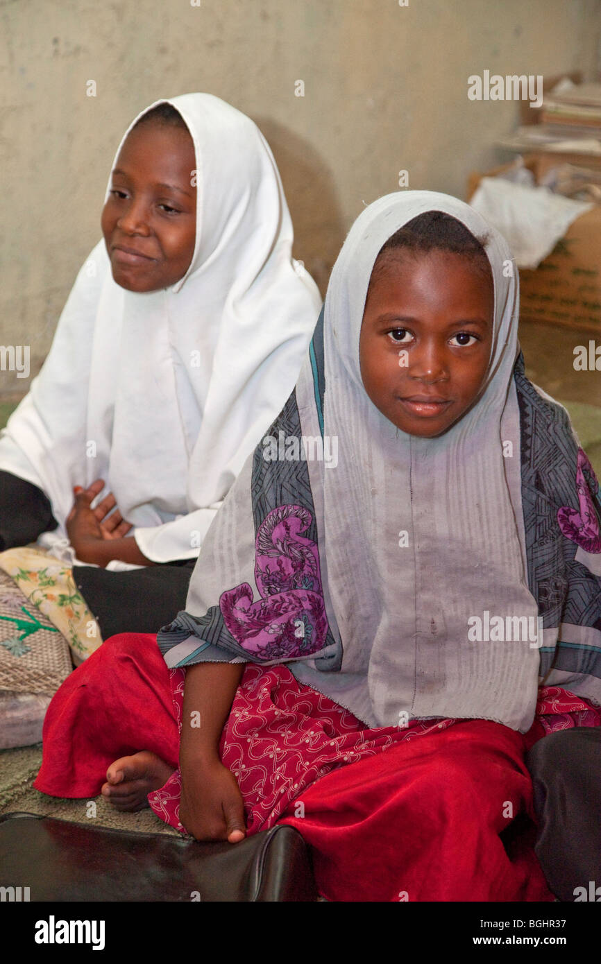 Zanzibar, Tanzania. Young Girls in Madrassa (Koranic School). Stock Photo