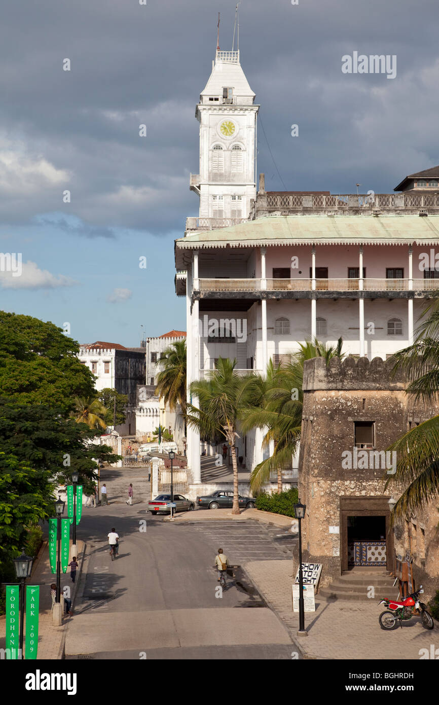 Zanzibar, Tanzania. Beit al-Ajaib and Omani Fort, Stone Town. Stock Photo
