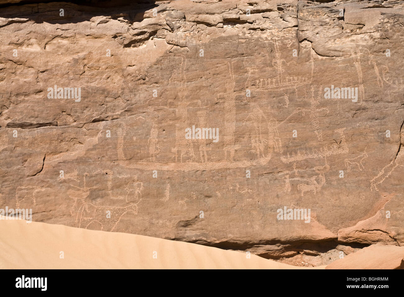 Winklers famous Rock-Art site 26 in Wadi Abu Wasil in the Eastern Desert of Egypt. Stock Photo
