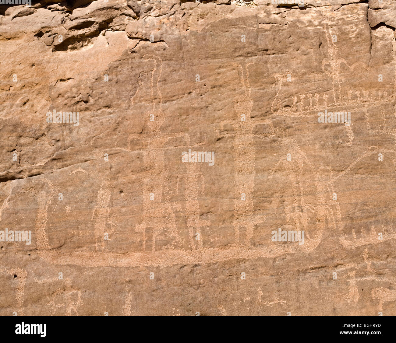 Winklers famous Rock-Art site 26 in Wadi Abu Wasil in the Eastern Desert of Egypt. Stock Photo