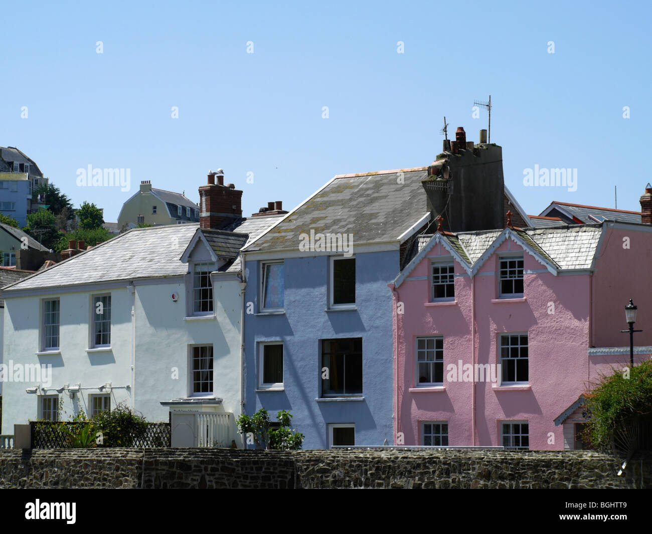 houses in the devon holiday resort town of Stock Photo Alamy