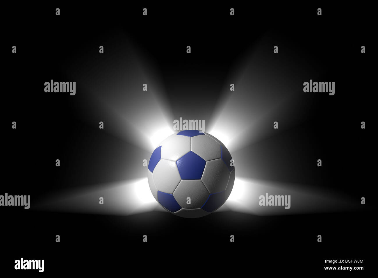 Glowing soccer ball over black background with alpha channel Stock Photo