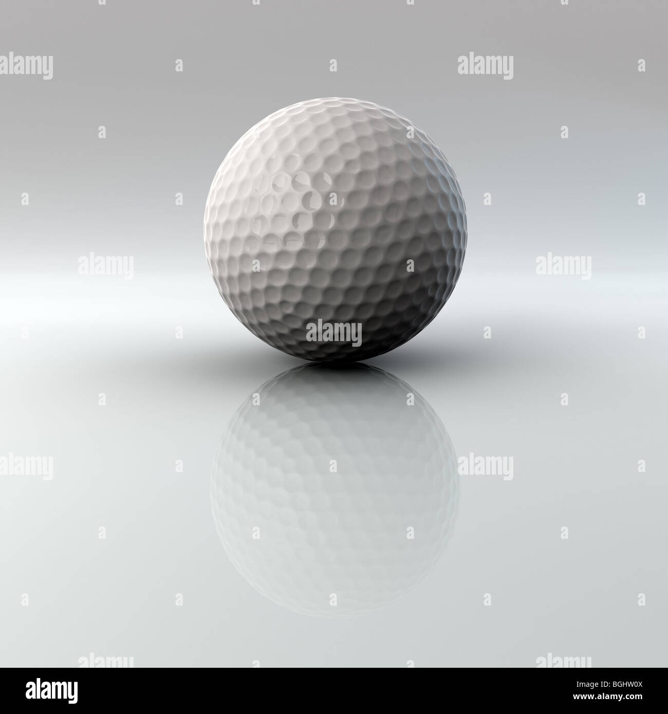 Golf ball with reflection and alpha Stock Photo