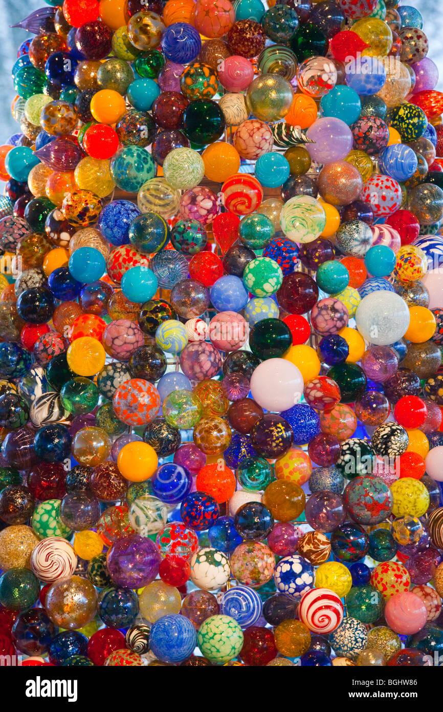Glass Christmas Ornament Tree at the Corning Museum of Glass in Corning
