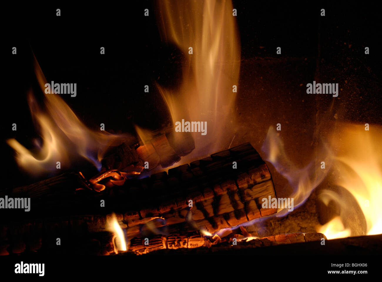 Fire in a chimney Stock Photo Alamy
