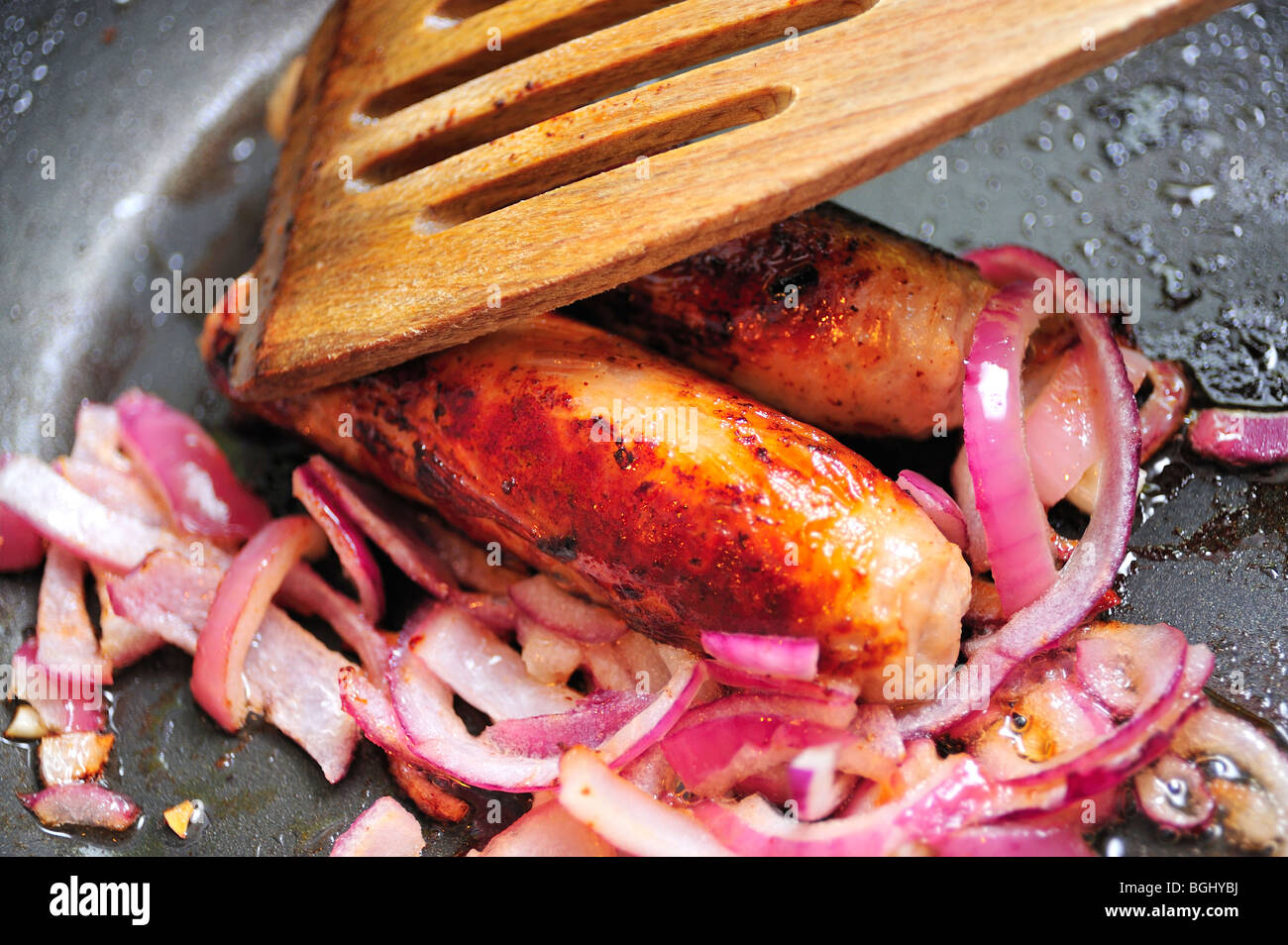 Sausages cooking in frying pan hires stock photography and images Alamy