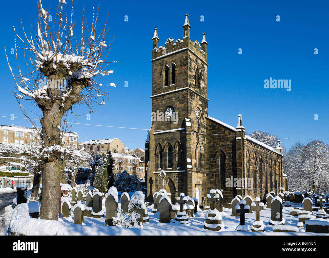 Church and churchyard in Holmbridge in January 2010, near Holmfirth