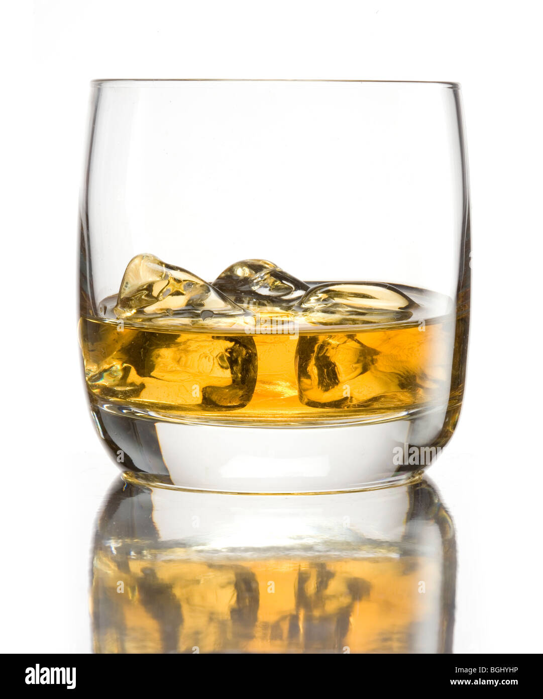 glass of  scotch whisky with ice Stock Photo