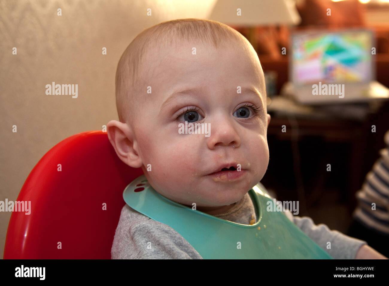 Infant sitting a chair infant sitting a chair hires stock photography