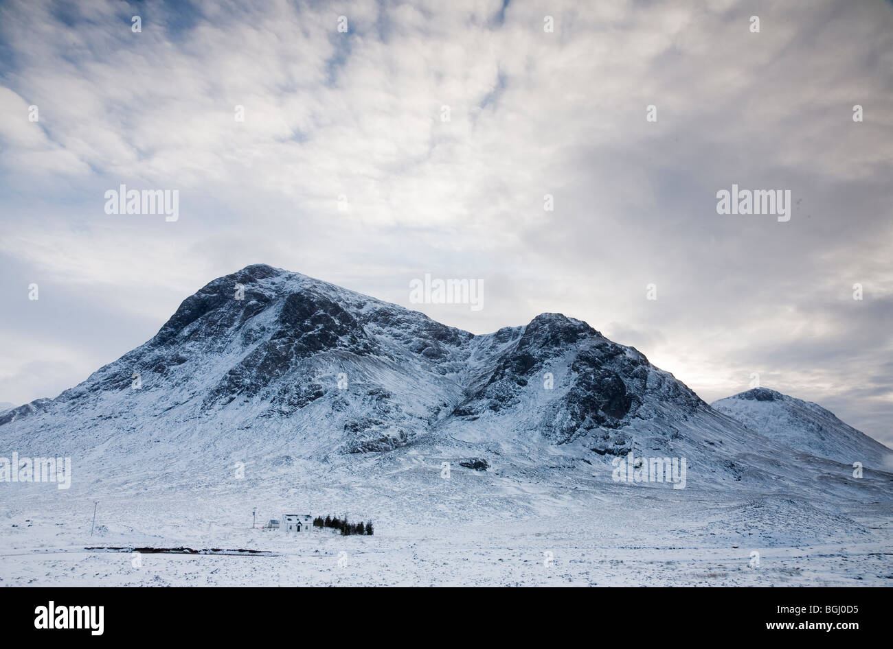 Remote House in Winter, Glen Coe, Scotland Stock Photo