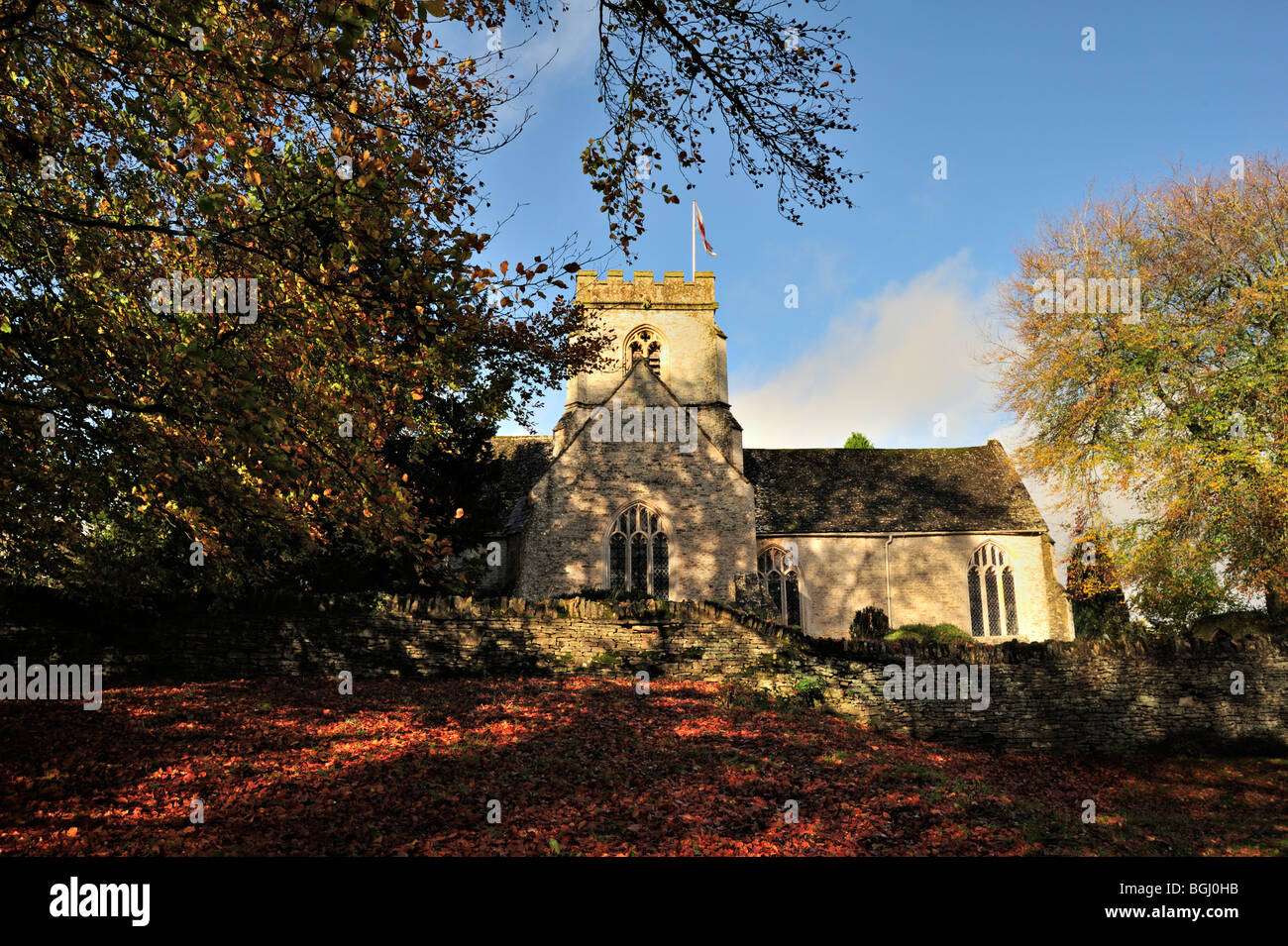 MINSTER LOVELL, OXFORDSHIRE, UK -  NOVEMBER 03, 2009:  Exterior view of St Kenelm Church in the village Stock Photo