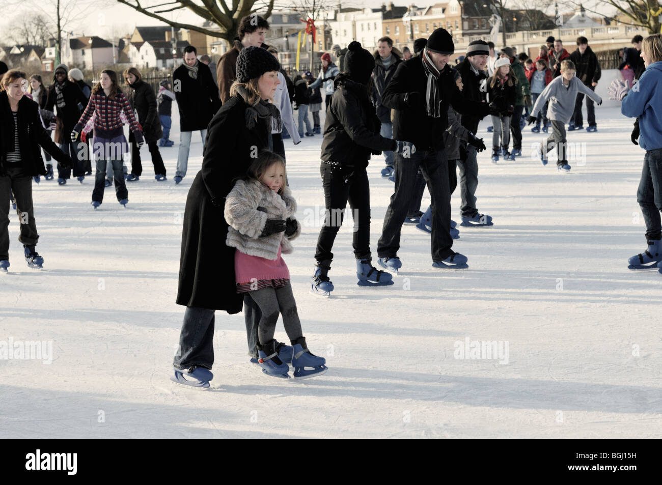 People skating on the Hampton Court Palace Ice Rink,Surrey,England