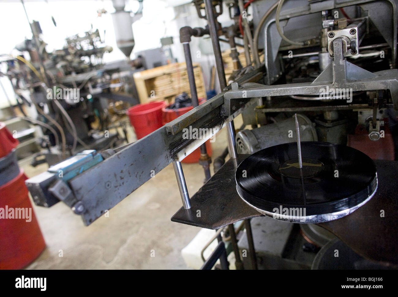 The United Record Pressing plant. A Michael Jackson record being pressed. Stock Photo