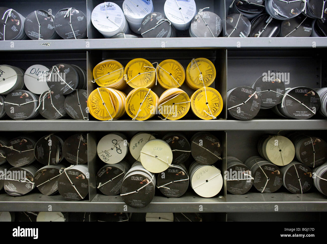 The United Record Pressing plant. Unused labels.  Stock Photo