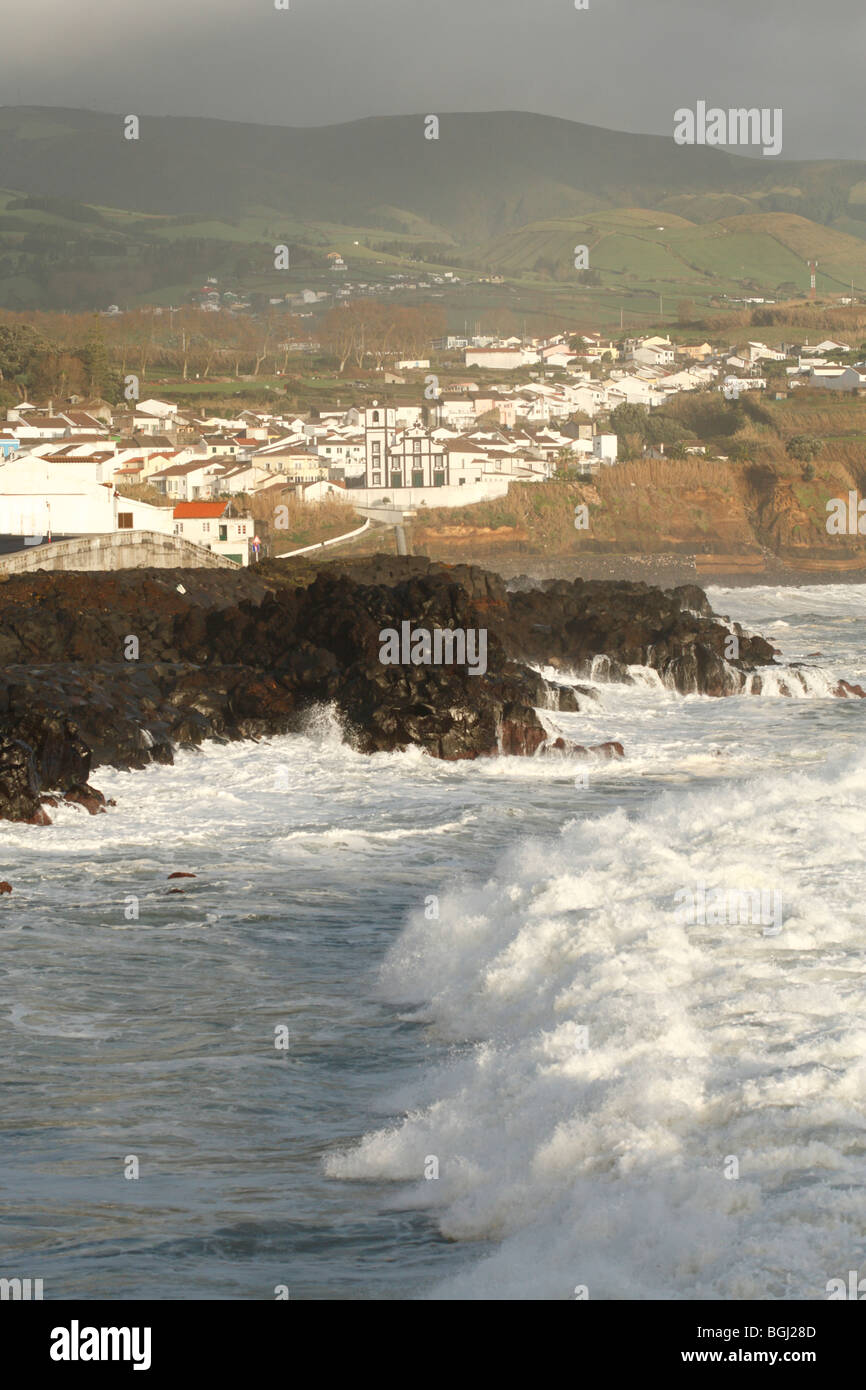 Stormy weather on the coast of Sao Miguel island, nearby the parish of