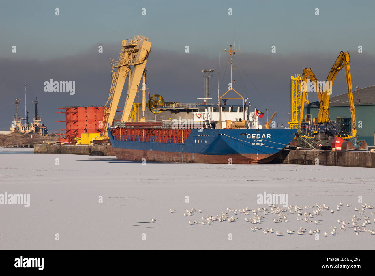 Leith docks frozen over Stock Photo