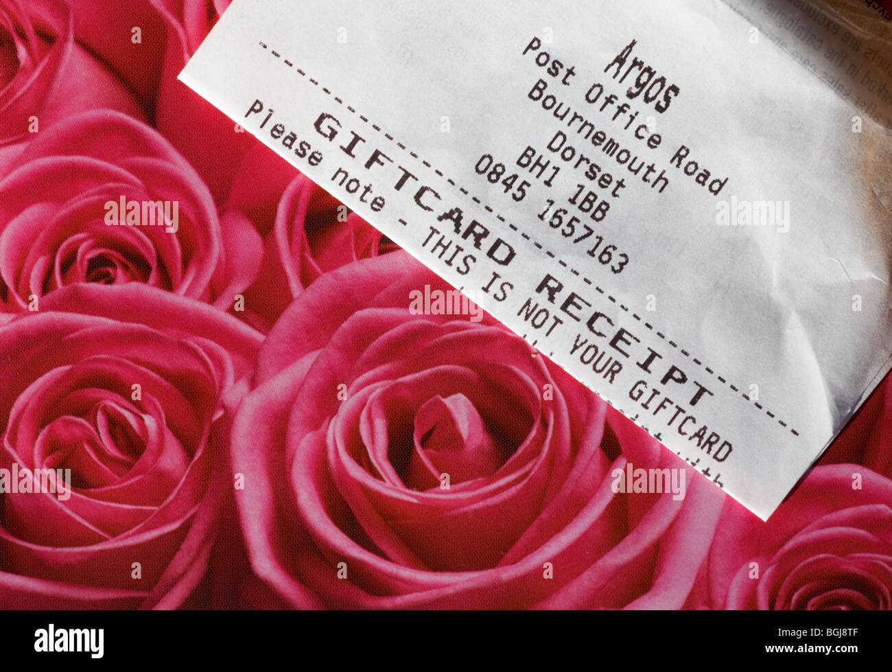 Argos gift voucher with giftcard receipt gift card Stock Photo Alamy