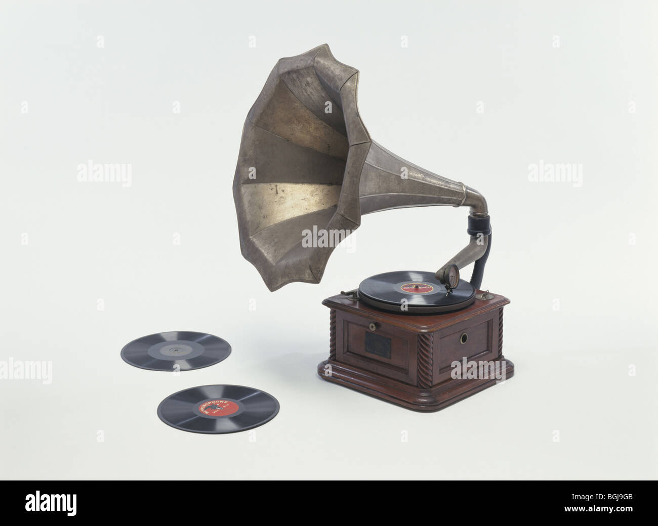 Gramophone and records Stock Photo