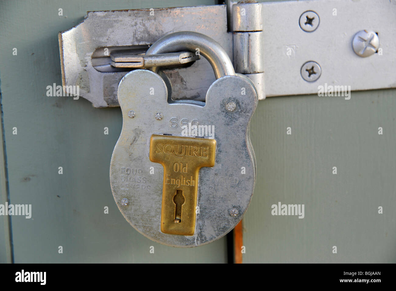 Padlock on Garage Door, UK Stock Photo Alamy