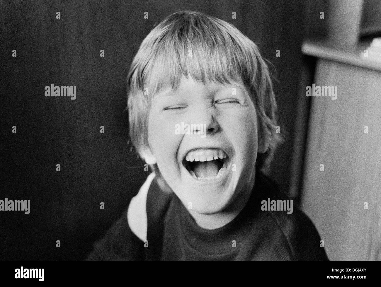 Laughing boy, Sweden. Stock Photo