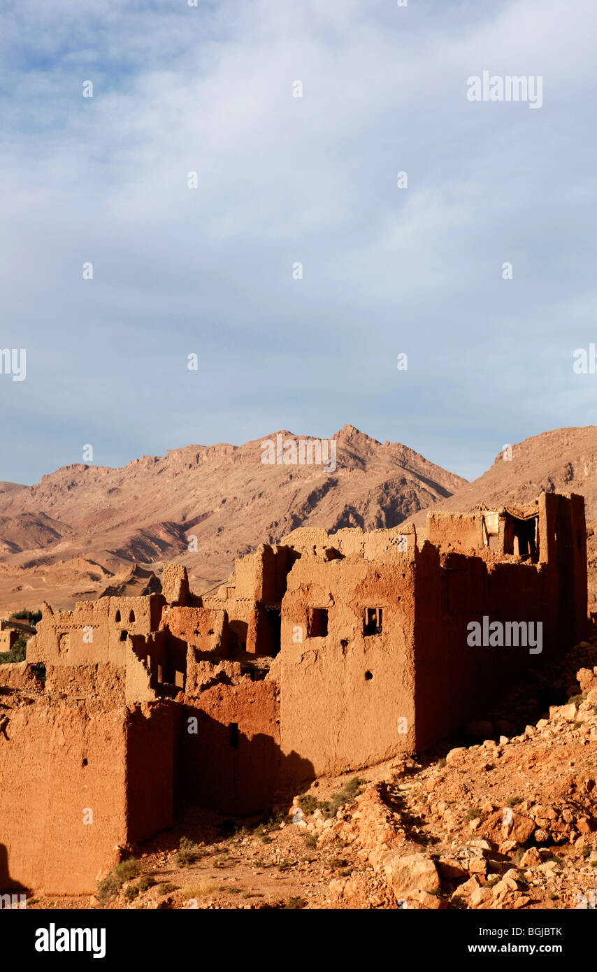part of an abandoned mud village in the Tinerhir area of morocco Stock Photo
