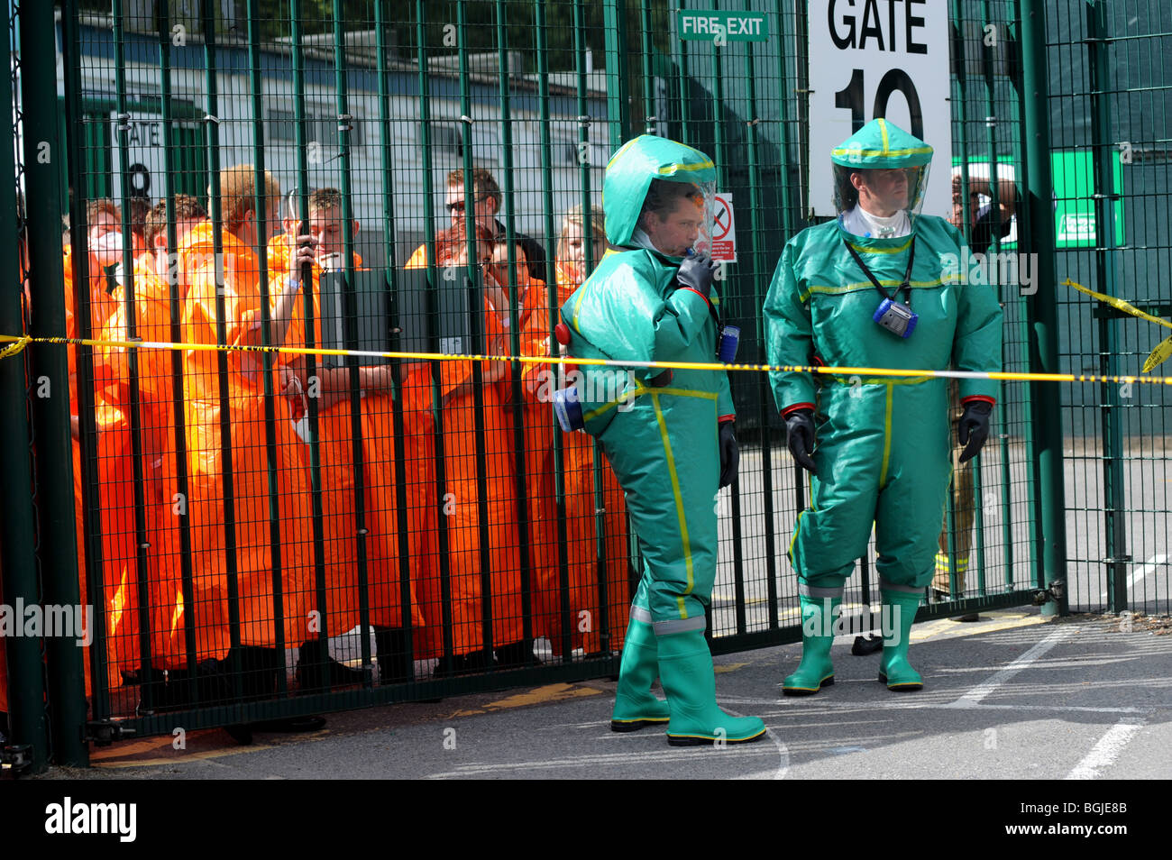 The emergency services taking part in a chemical, biological attack exercise in Brighton Stock Photo