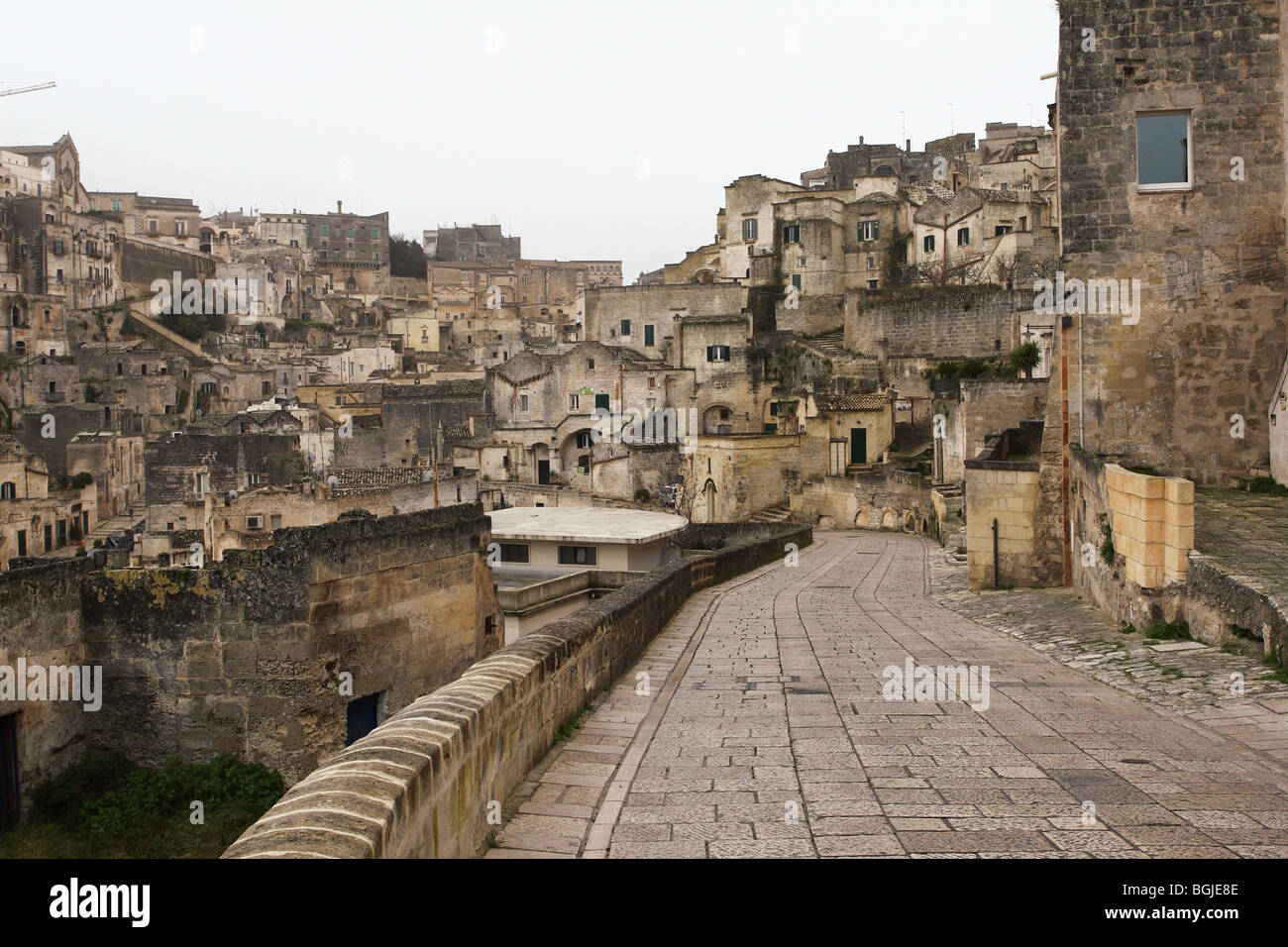 main street on matera, italy, old ancient town and unesco site Stock Photo