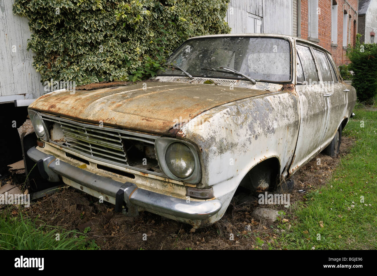 Abandoned Opel Kadett 'B' in rural france Stock Photo