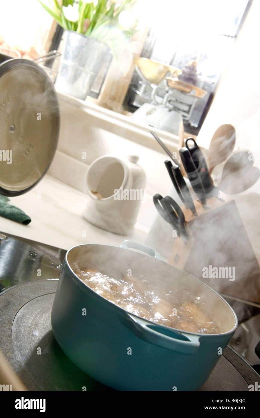 Boiling vegetables on a stove Stock Photo Alamy