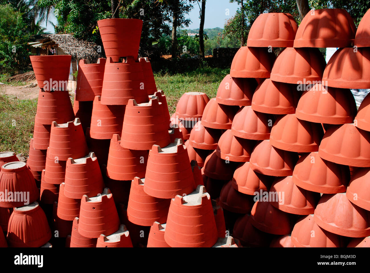 flower pots for selling ; india Stock Photo Alamy