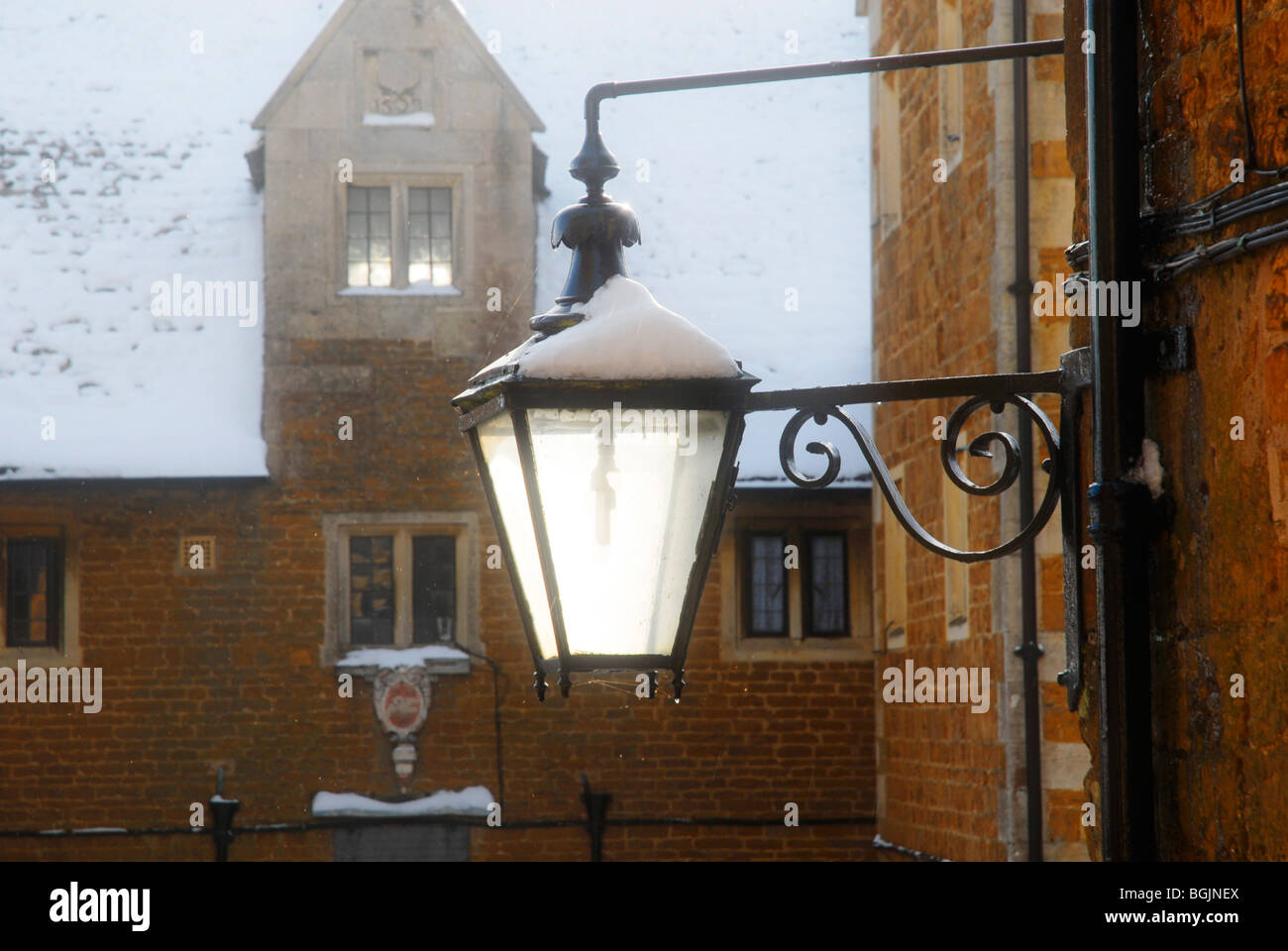 Snow on the Jesus Hospital in Rothwell, Northamptonshire, UK, January 2010. Stock Photo