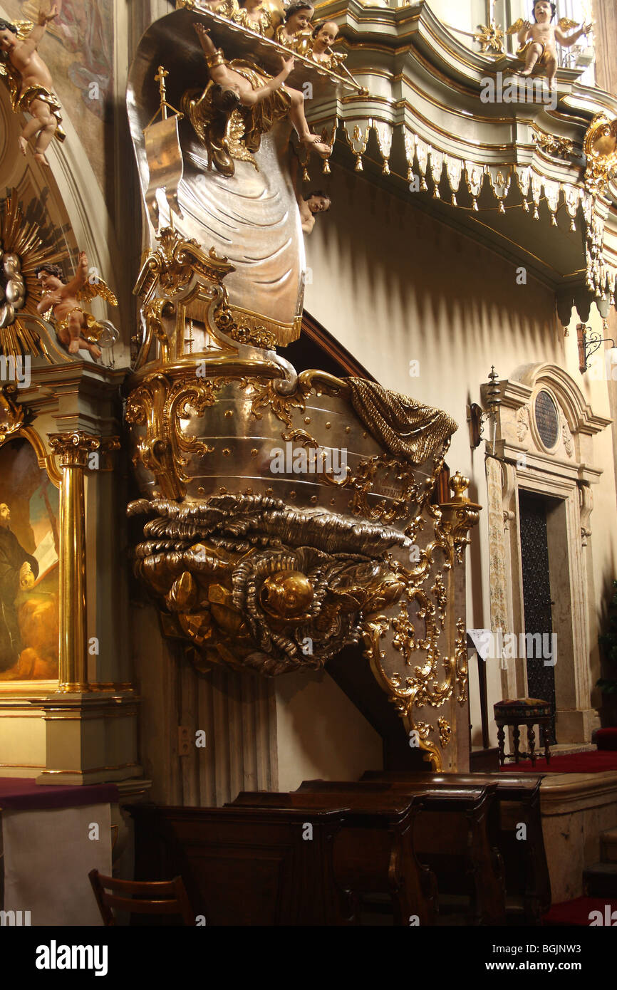 Baroque interior of the Church of St Andrew, Krakow, Poland Stock Photo