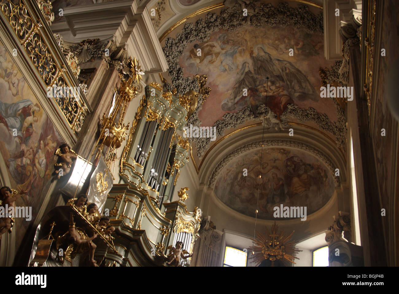 Baroque interior of the Church of St Andrew, Krakow, Poland Stock Photo