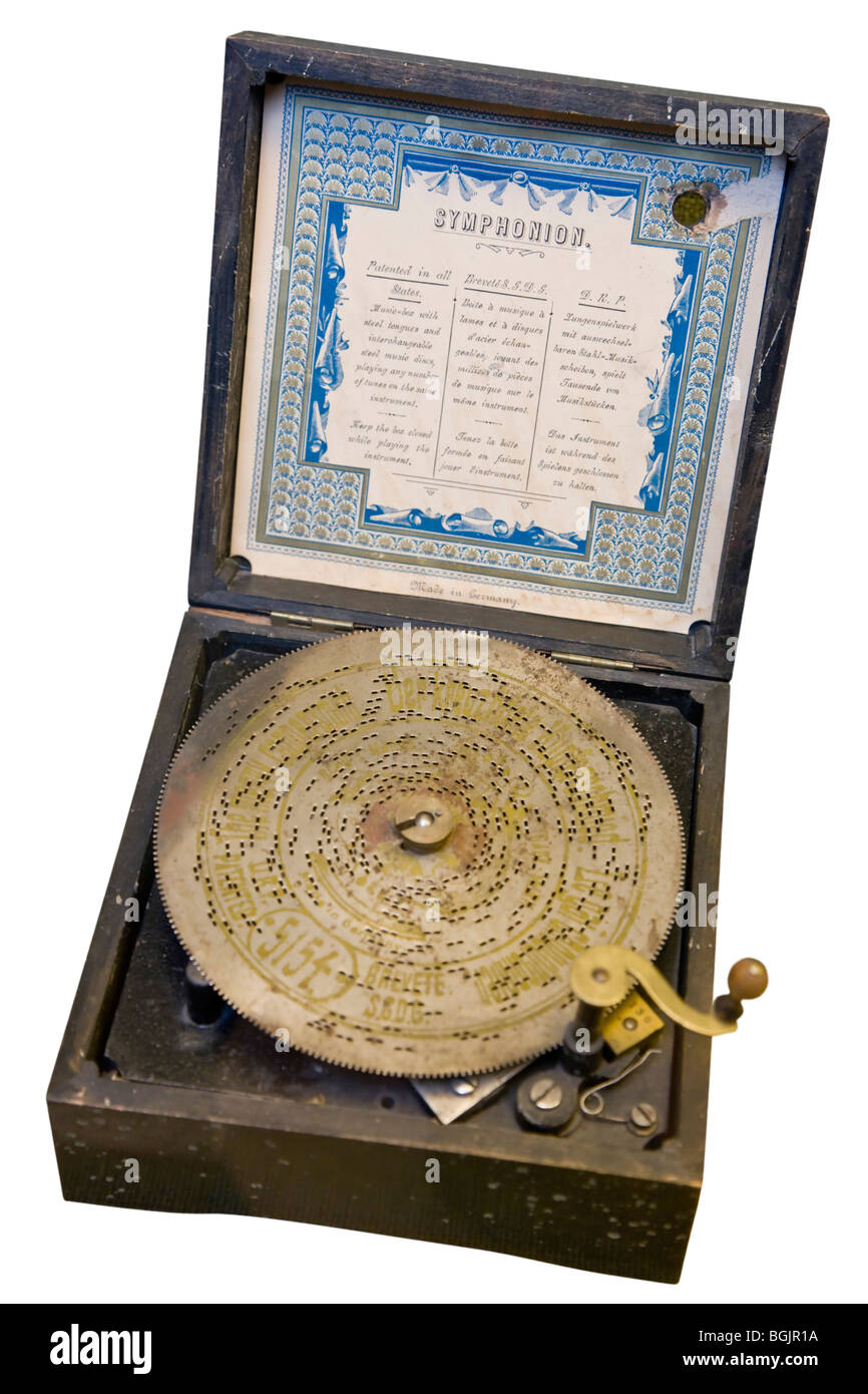 Old symphonion disk music box made in Germany Stock Photo Alamy