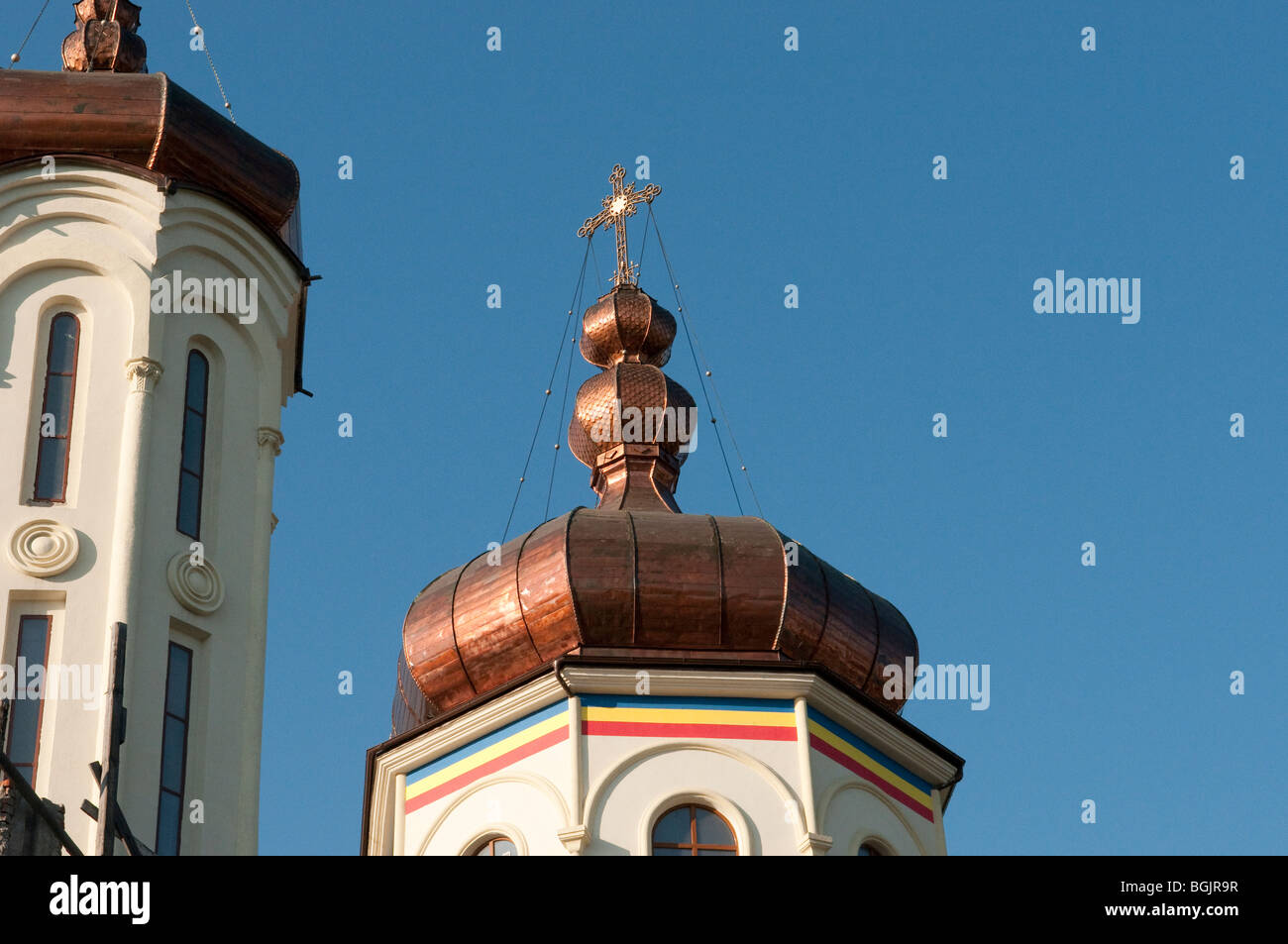 Copper dome of traditional Orthodox Church in Ploiesti Romania Eastern Europe Stock Photo