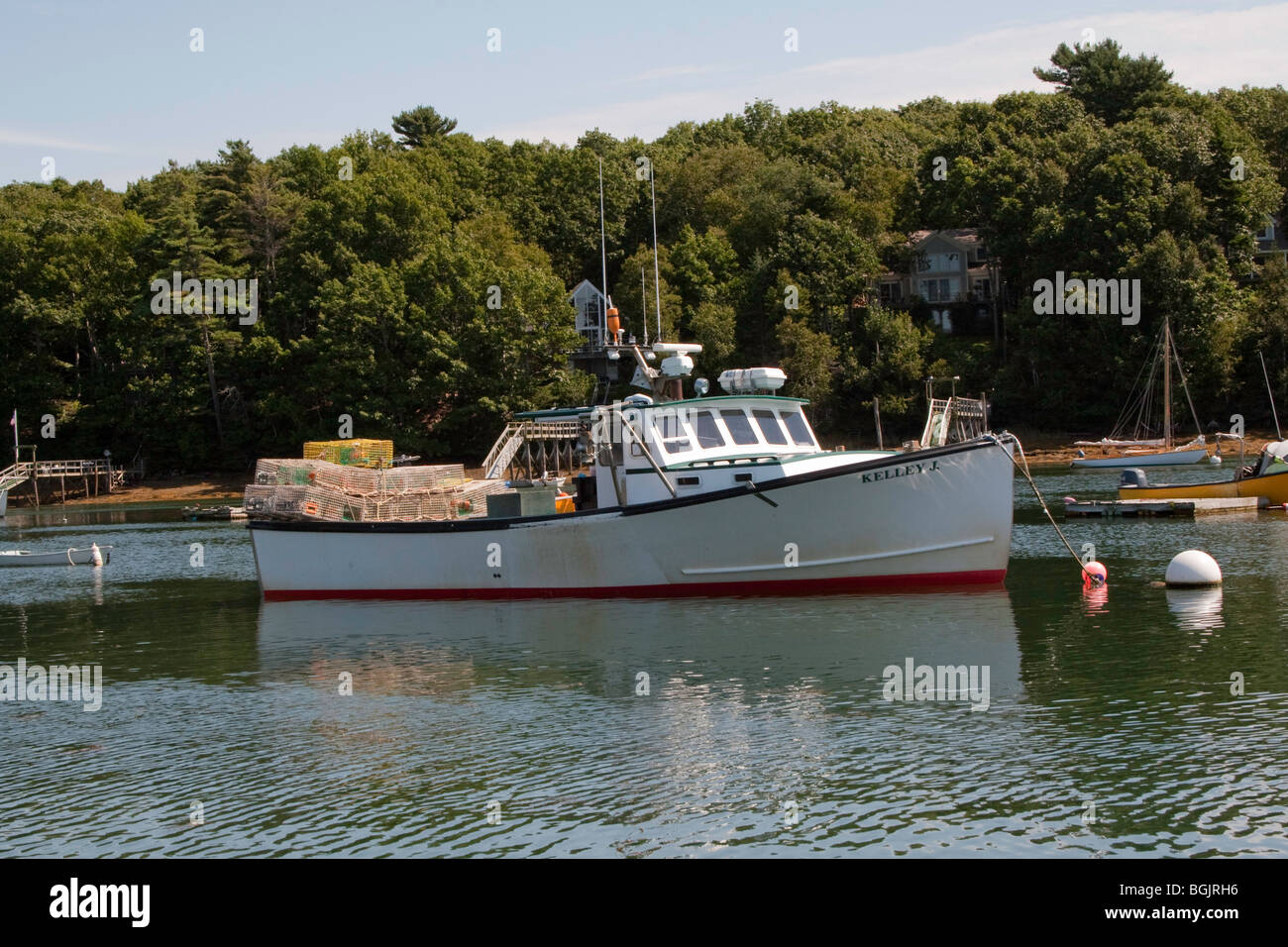Moored Lobster Boat in The Gut at South Bristol, Maine Stock Photo Alamy