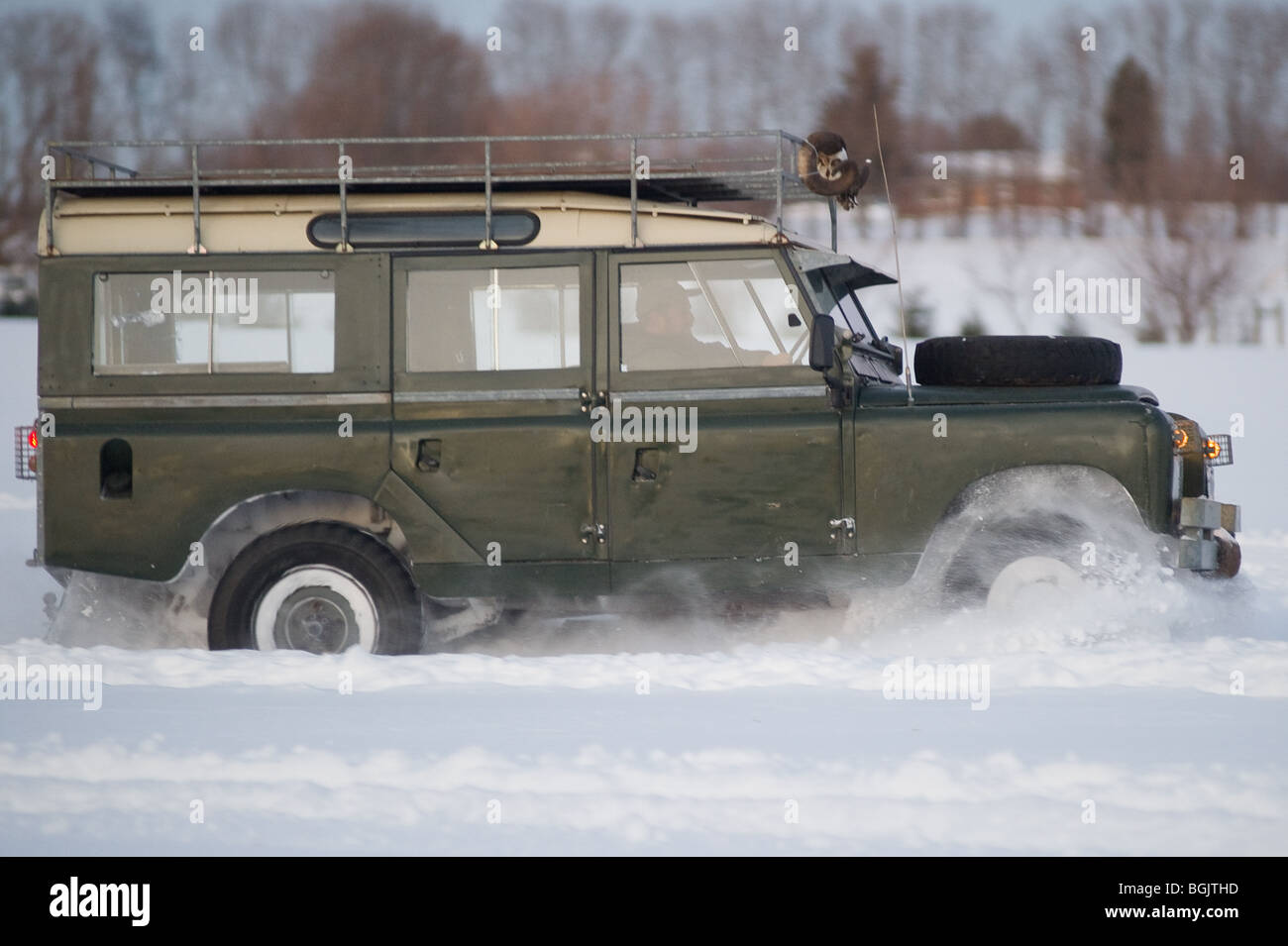 Series 2A Land Rover 109 in deep snow Stock Photo