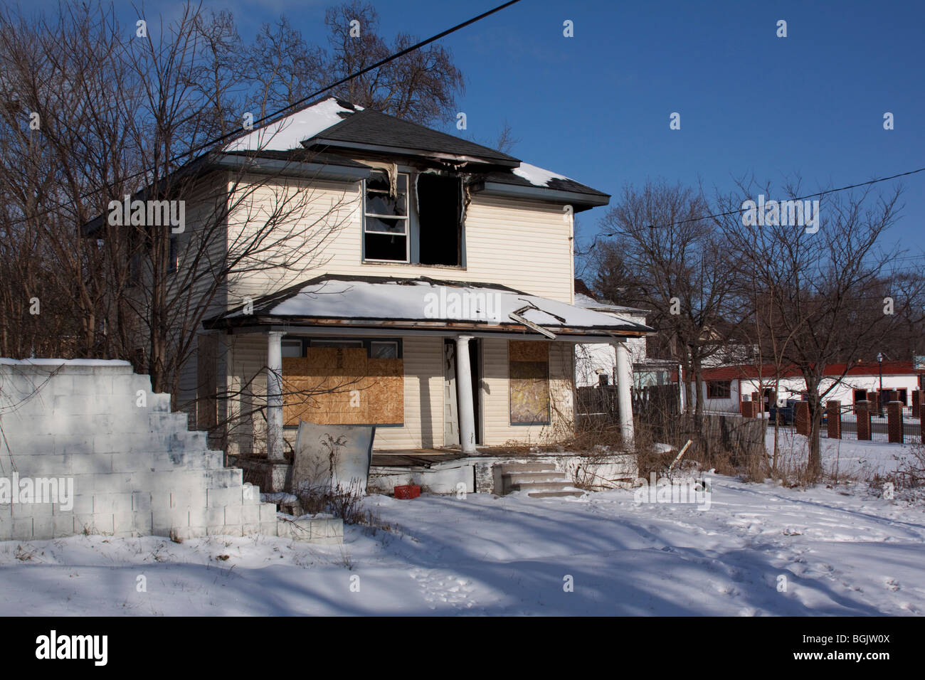 Burnedout dwelling Urban Blight Flint Michigan Stock Photo Alamy
