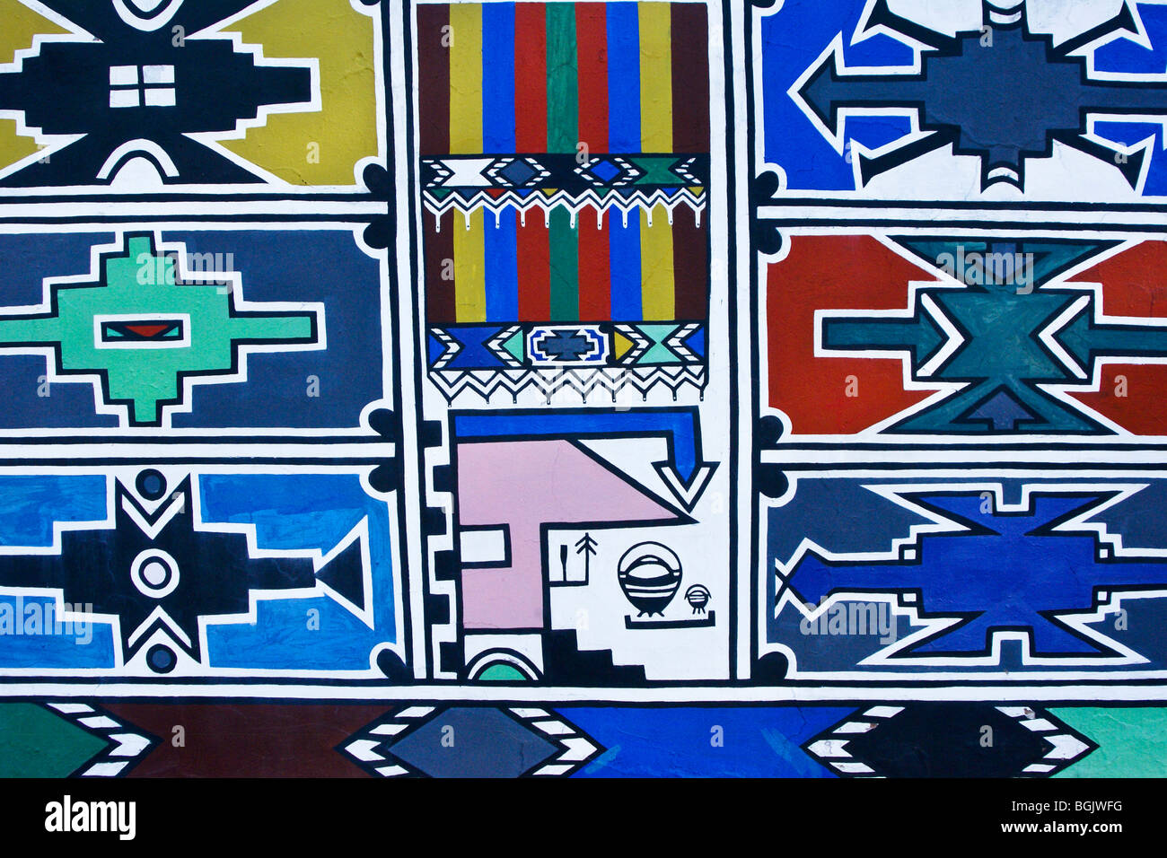 Traditional Ndebele geometric design, South Africa Stock Photo