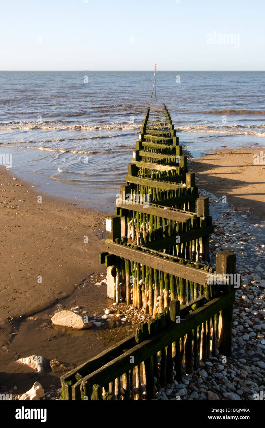 A groyne on the beach at Hunstanton, Norfolk, England Stock Photo