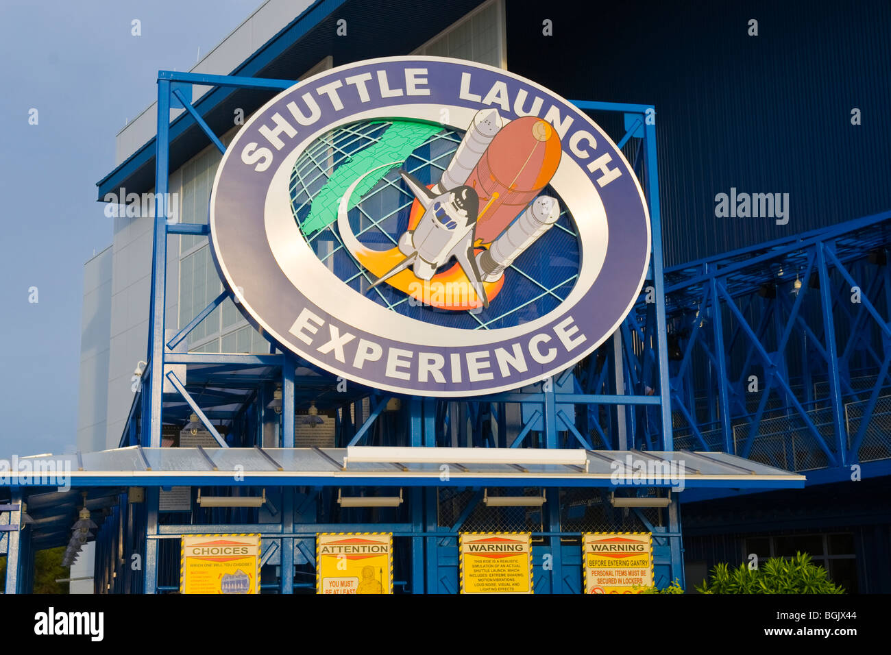 Kennedy Space Centre Center , entrance to shuttle simulator AKA  Shuttle Launch Experience Stock Photo