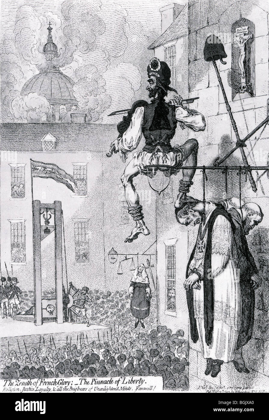 EXECUTION OF LOUIS XVI on 21 January 1793 as satrirised by James Gilray Stock Photo