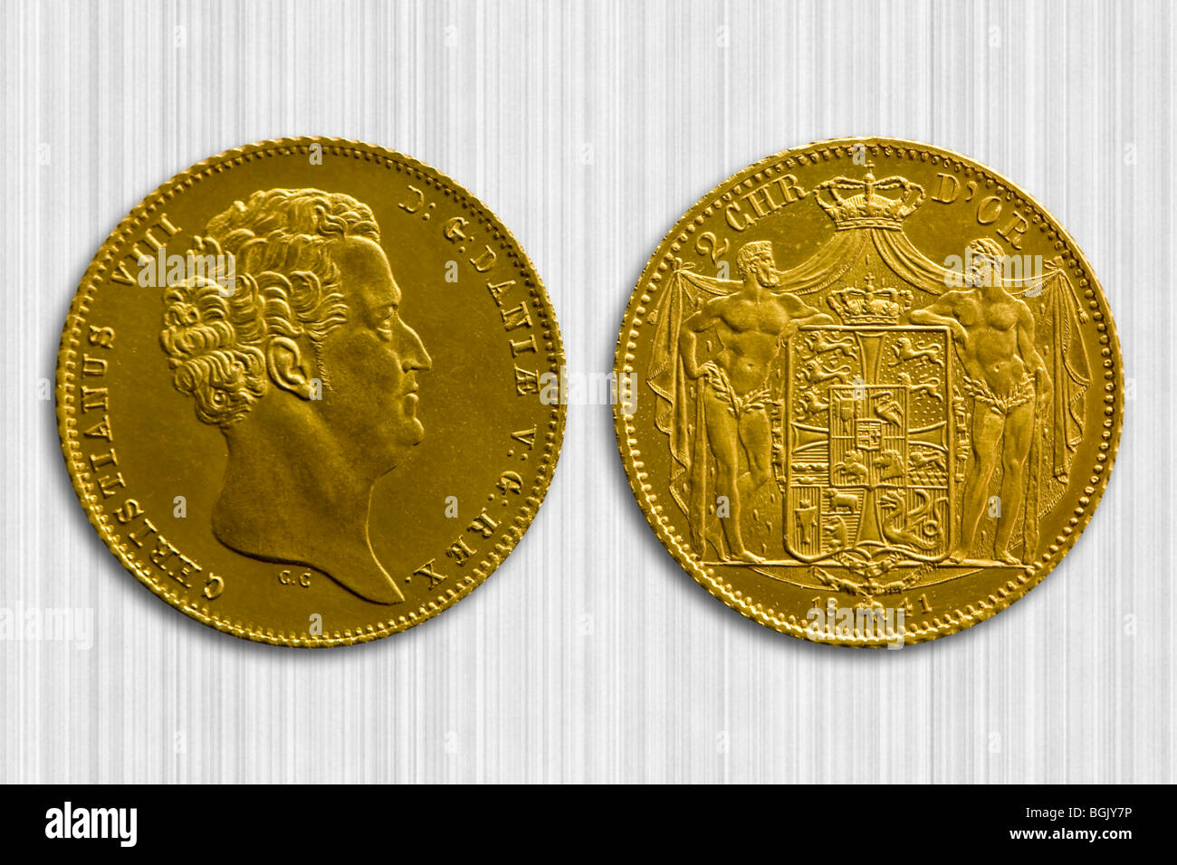 Old gold coins from 1841 Stock Photo