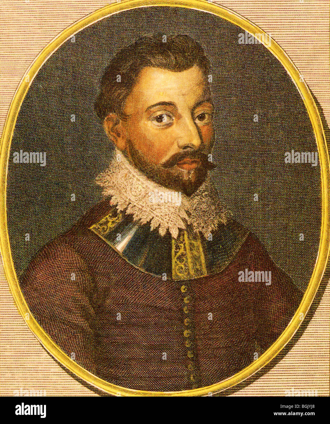 SIR FRANCIS DRAKE - English navigator (c 1540-1596) in an 18th Stock ...