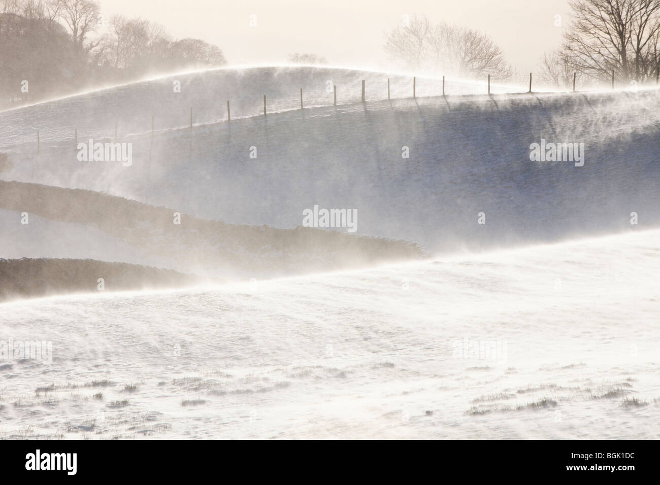 Arctic conditions in the Lake District near Troutbeck, UK. Stock Photo