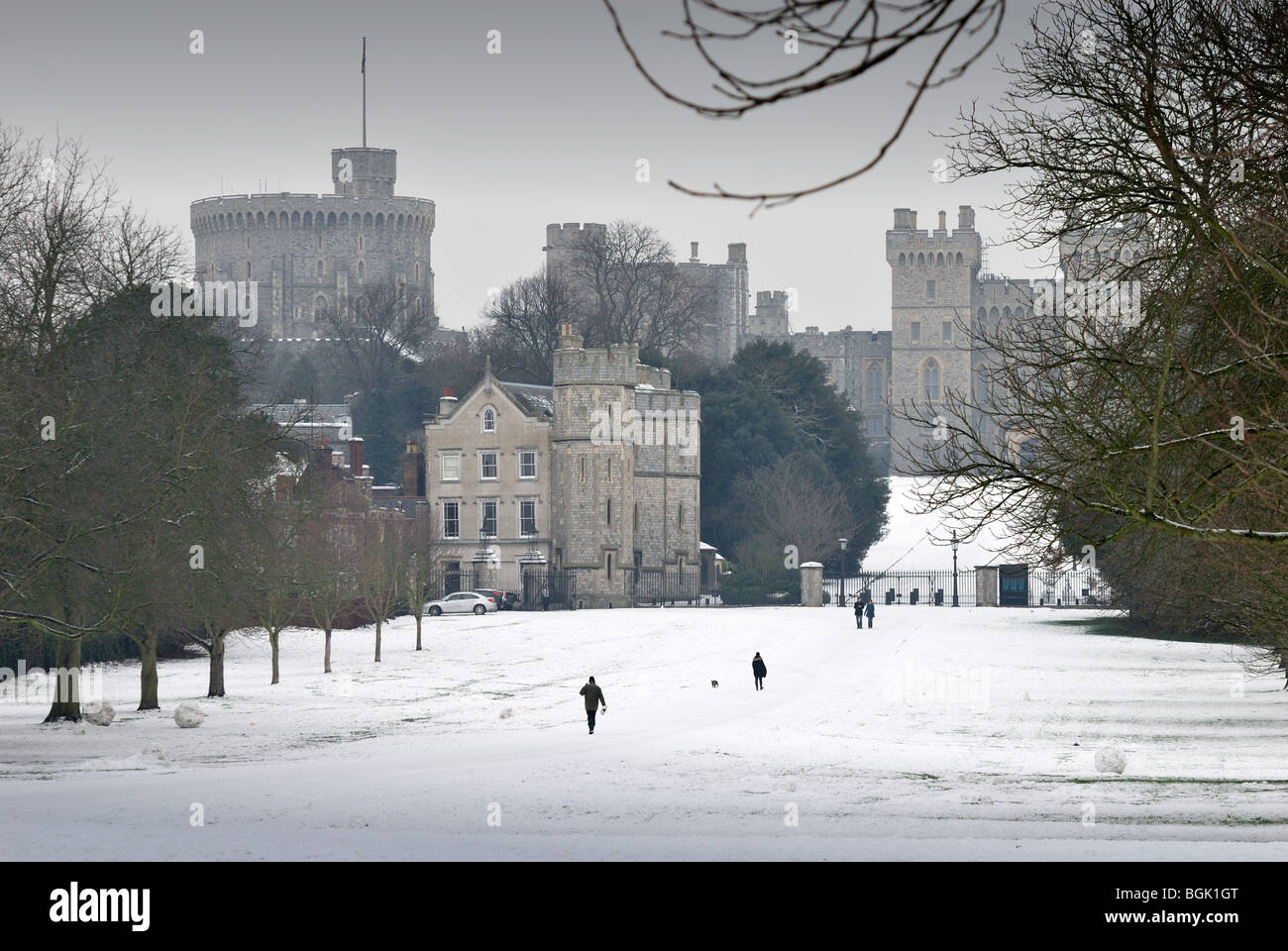 Windsor Castle in winter snow Stock Photo Alamy