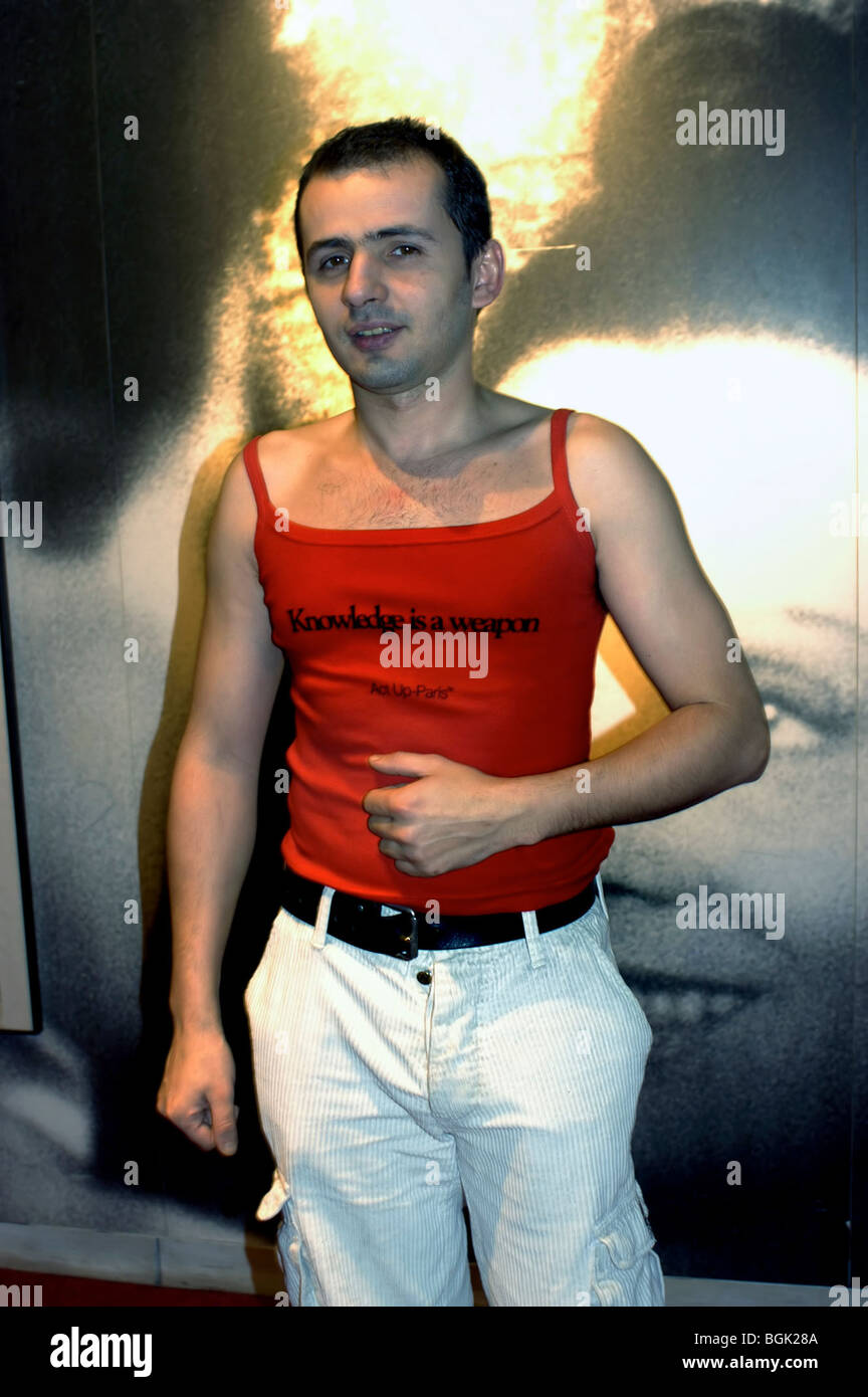 Paris, France - AIDS Activist of Act Up-Paris, Selling Merchandise of ONG  at Paris Gay Film Festival, (Moulou) Arab Queer Stock Photo - Alamy