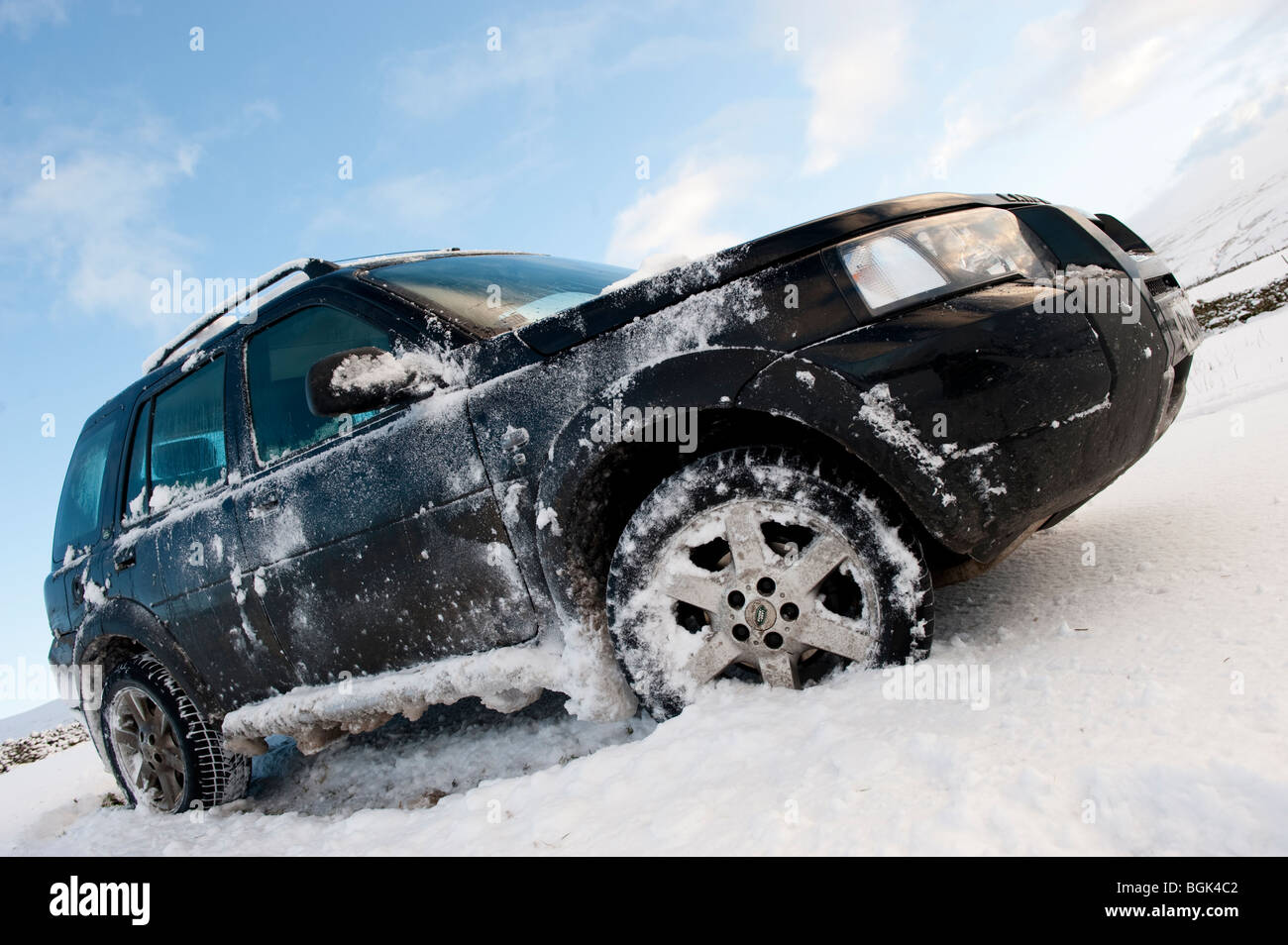 Land Rover Freelander in snow Stock Photo
